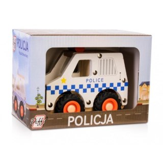 Auto drewniane z oponami Policja