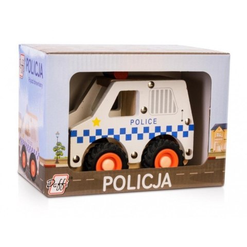 Auto drewniane z oponami Policja