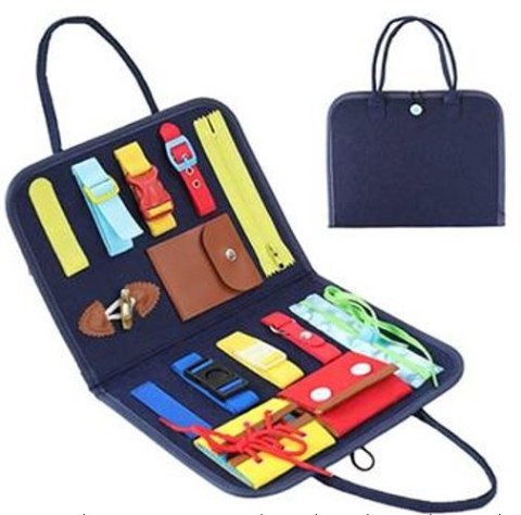 Tablica manipulacyjna z portfelikami nauka zapinania teczka filcowa