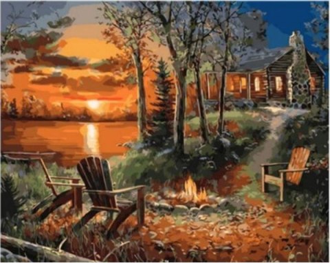 Diamentowa mozaika dom ognisko NO-1006446