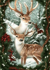 DIAMENTOWA MOZAIKA BN ZIMA RENIFERY W STROIKU ŚWIĄTECZNYM NO-2000709