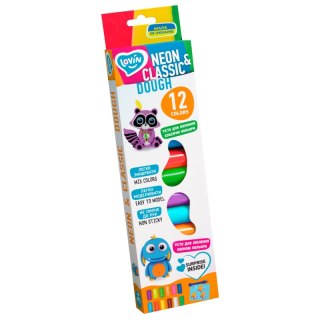 Masa Plastyczna lekka TM Lovin Neon Classic Dough 12 kolorów +akcesoria