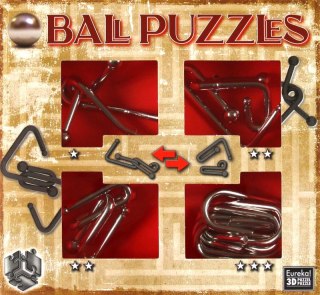 Łamigłówki metalowe Ball Puzzles zestaw czerwony 4 szt.