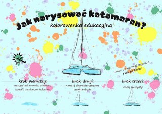 Kolorowanka edukacyjna Jak narysować Katamaran?
