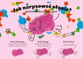 Kolorowanka edukacyjna Jak narysować Słonia?