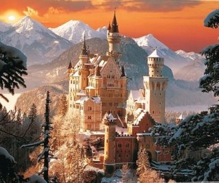 Diamentowa Mozaika Zamek w Alpach zimą NO-1006423