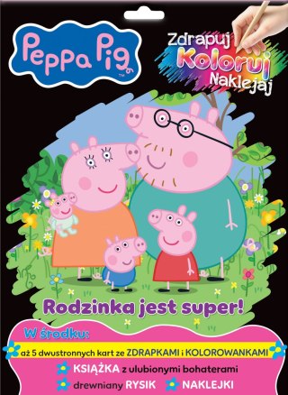 Rodzinka jest super! Świnka Peppa. Zdrapuj, koloruj, naklejaj