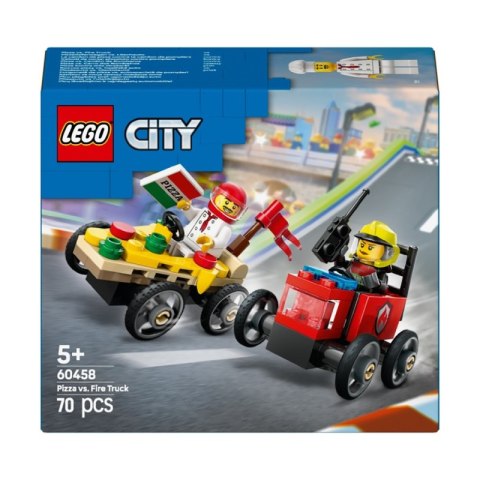 Lego City Zestaw wyścigówek pizza kontra wóz strażacki 60458