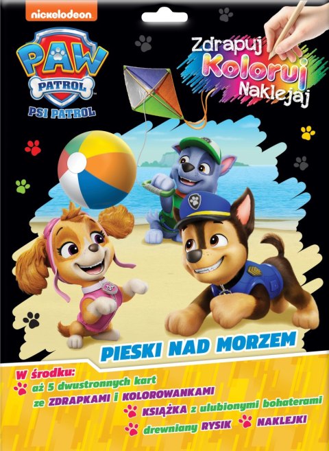 Pieski nad morzem. Psi Patrol. Zdrapuj, koloruj, naklejaj