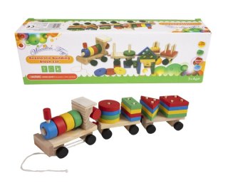 Pociąg drewniany z piramidkami