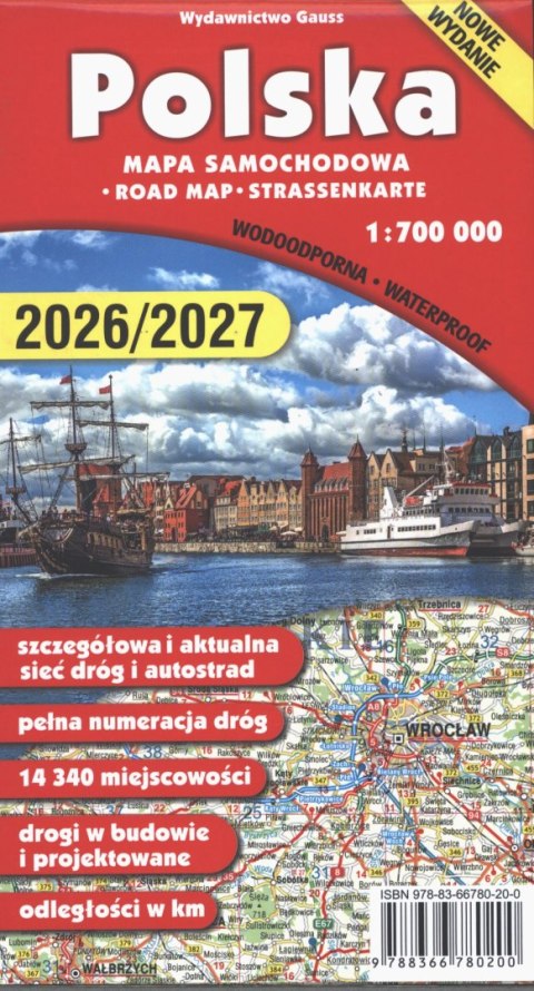 Polska. Mapa 1:700 000 wyd. foliowane wyd. 2026/2027