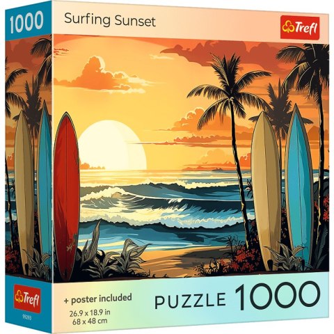 Puzzle 1000 USA Collection: Surfing Sunset