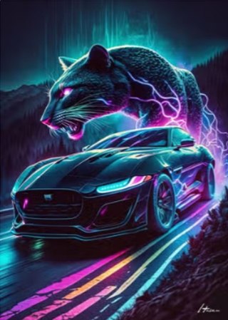 Diamentowa Mozaika Auto i zorza pantera NO-2000877