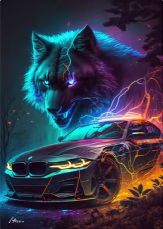 Diamentowa Mozaika Auto i zorza wilk NO-2000876