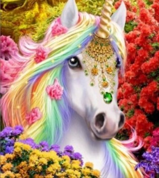 Diamentowa Mozaika Jednorożec portret w kwiatach NO-1006408