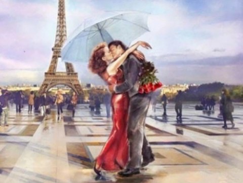 Diamentowa Mozaika Kobieta i mężczyzna zakochani w Paryżu NO-1006387