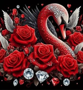 Diamentowa Mozaika Łabędź Róże i diamenty NO-2001765