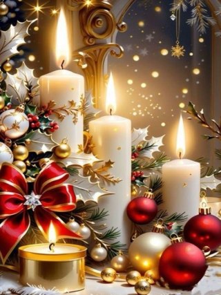 Diamentowa Mozaika Święta świece z ozdobami bożonarodzeniowymi NO-2003107
