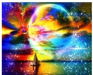 Diamentowa Mozaika Żaglówka kolorowy księżyc NO-1006297