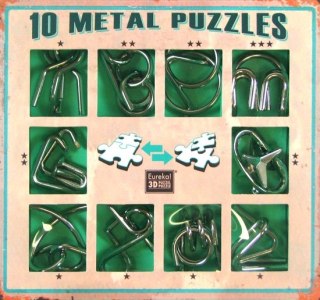 Łamigłówki metalowe zestaw zielony 10szt.
