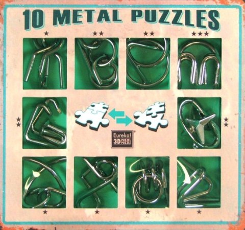 Łamigłówki metalowe zestaw zielony 10szt.