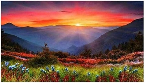 Diamentowa mozaika Górska łąka zachód słońca NO-1009024