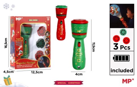 Latarka z projektorem Motyw świąteczny 1szt.mix