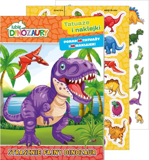 Strasznie fajny dinozaur. Lubię Dinozaury. Tatuaże i naklejki