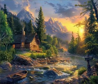 Diamentowa Mozaika Chata w górach nad rzeką NO-2001754