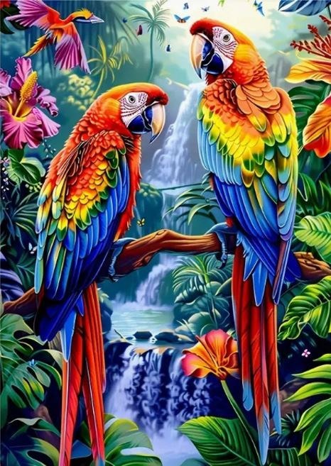 Diamentowa Mozaika Papugi z wodospadem NO-2001752