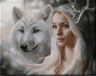 Diamentowa Mozaika Wilk z kobietą NO-1008283