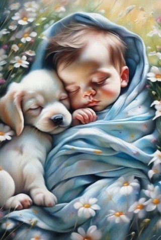 Diamentowa Mozaika Dziecko i szczeniaczek NO-2000923