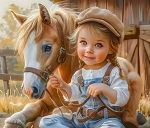 Diamentowa Mozaika Dziewczyna i konik NO-2002240