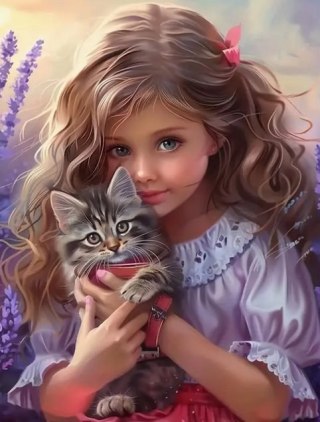 Diamentowa Mozaika Dziewczyna z kotem NO-2001849