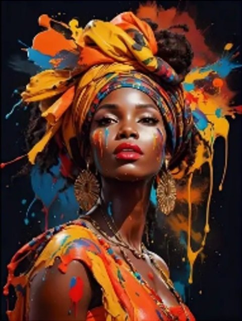 Diamentowa Mozaika Kobieta afrykanka w ciuchach z farby NO-2001403