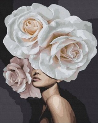 Diamentowa Mozaika Kobieta z różami białymi na głowie NO-1009409