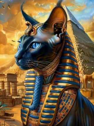 Diamentowa Mozaika Kot sfinks faraon z piramidą NO-2003102