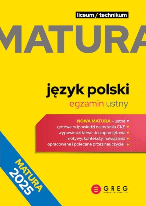 Język polski. Matura. Egzamin ustny. Repetytorium maturalne wyd. 2024