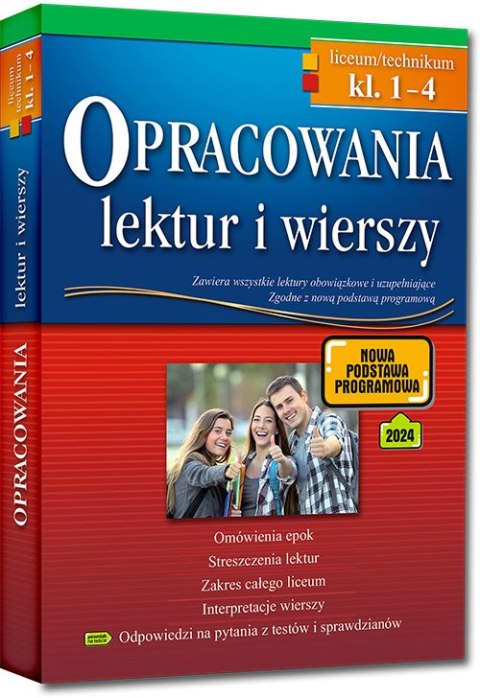 Opracowania lektur i wierszy. Liceum/technikum. Klasy 1-4