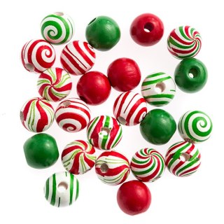 Koraliki drewniane Świąteczne 24 szt.