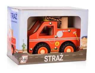 Auto drewniane z oponami Straż Pożarna